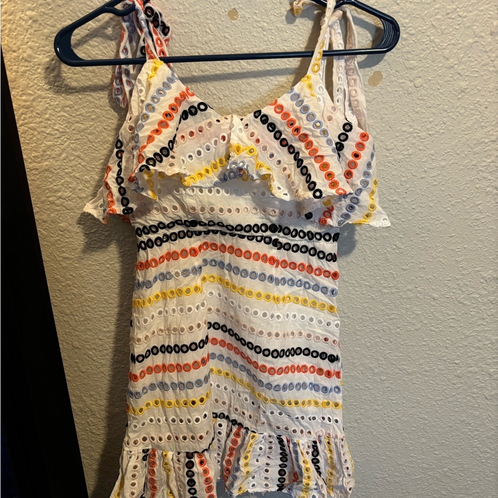 L'ATISTE Women’s Small Multicolor Eyelet Dress